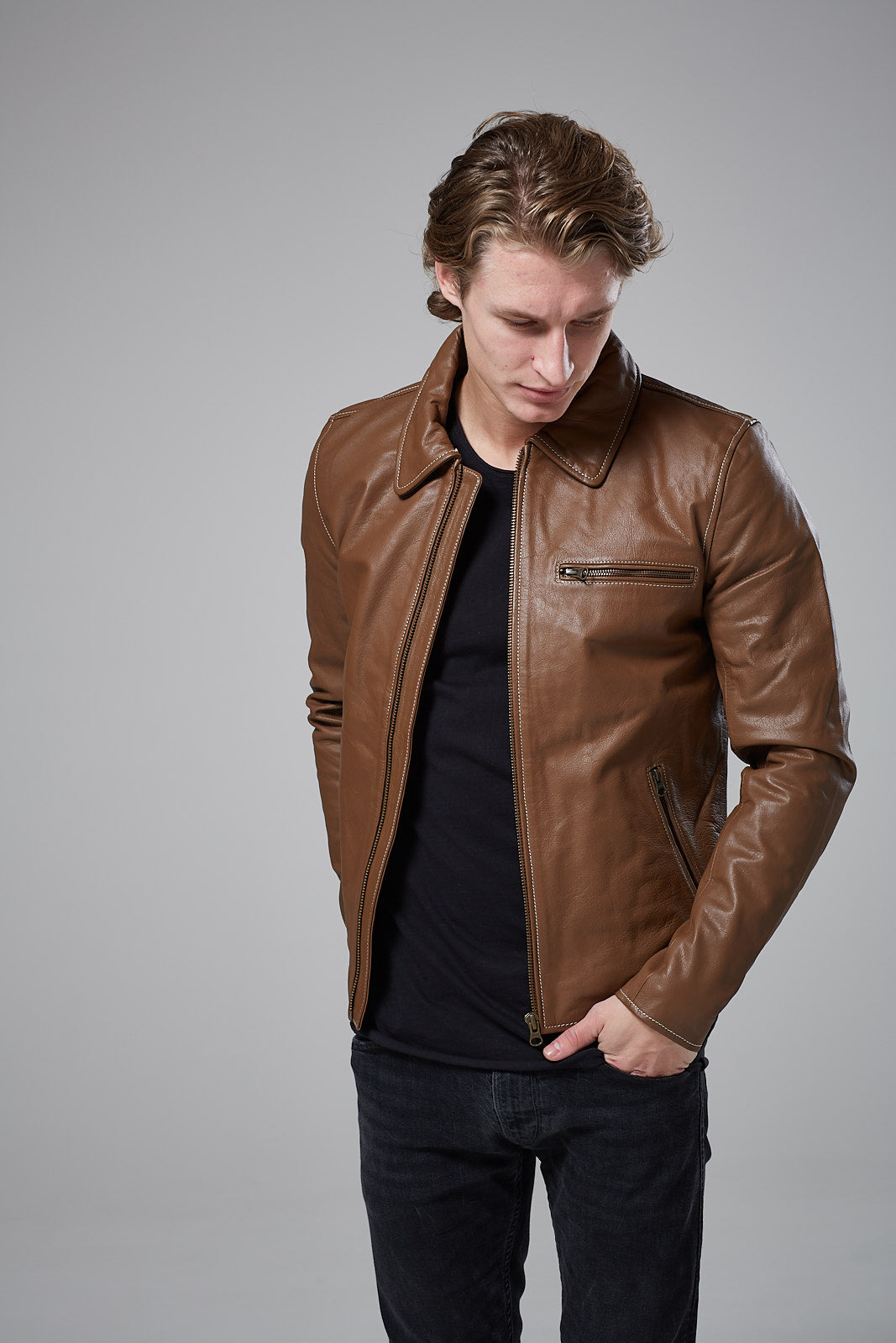 Real Leather Harrington Jacket