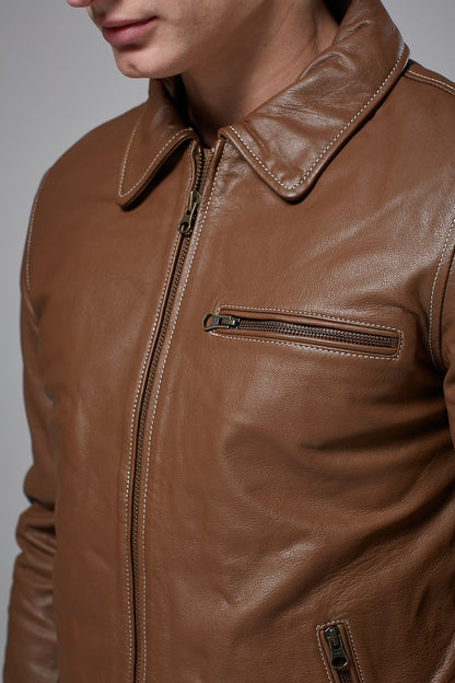 Real Leather Harrington Jacket