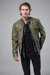 Real Leather Harrington Jacket - Green