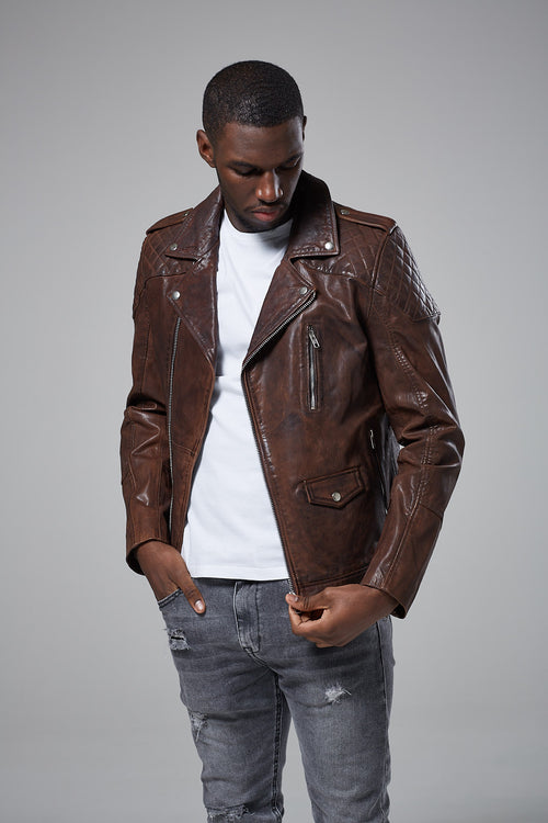 Leather Quilted Biker Jacket