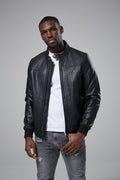 Linen Leather Racer Jacket
