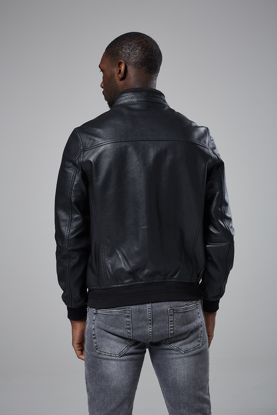 Real Leather Men's Racer Jacket (Linen)