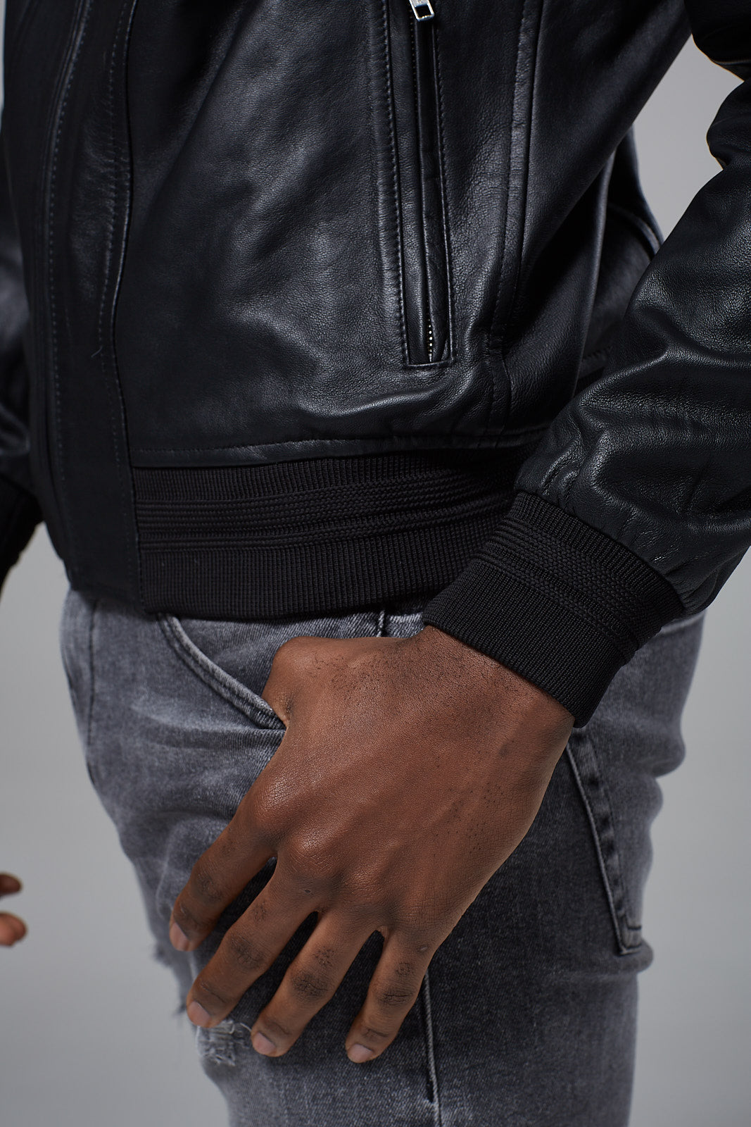 Real Leather Men's Racer Jacket (Linen)