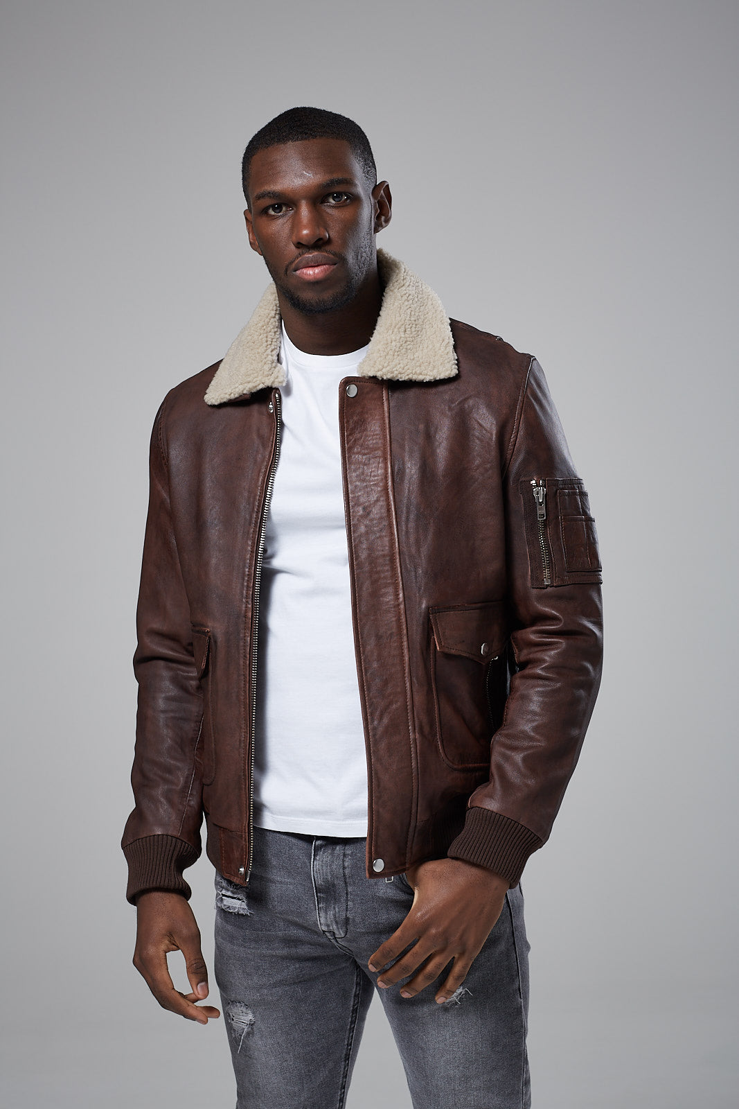 Real Leather Aviator Jacket