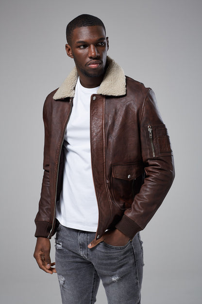 Real Leather Aviator Jacket