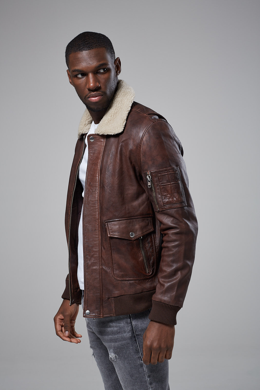 Real Leather Aviator Jacket