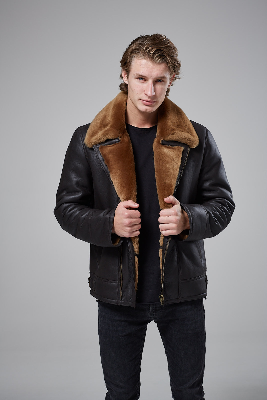 Real Shearling Sheepskin Biker Jacket