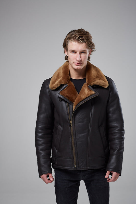 Real Shearling Sheepskin Biker Jacket