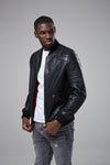 Real Leather Quilted Bomber Jacket