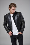 Real Leather Men's Biker Jacket (StarDust)