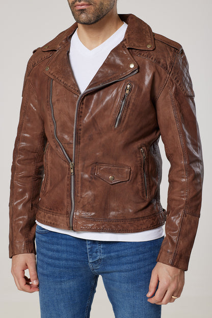 Real Leather Quilted Biker Jacket
