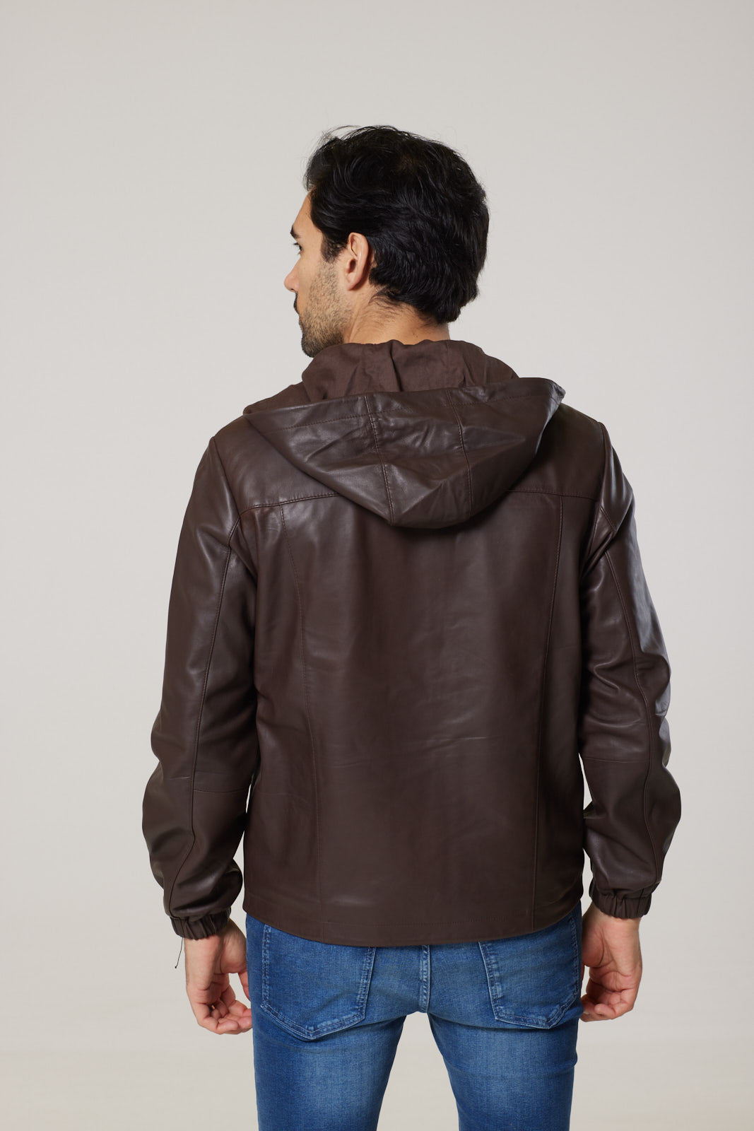 Real Leather Hooded Bomber