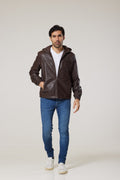 Real Leather Hooded Bomber