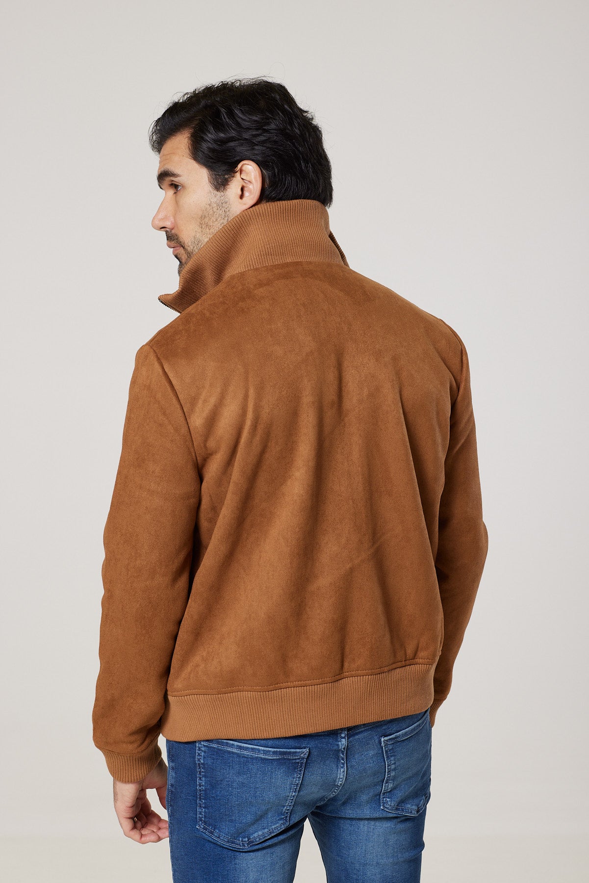 Real Suede Bomber Jacket - Tan