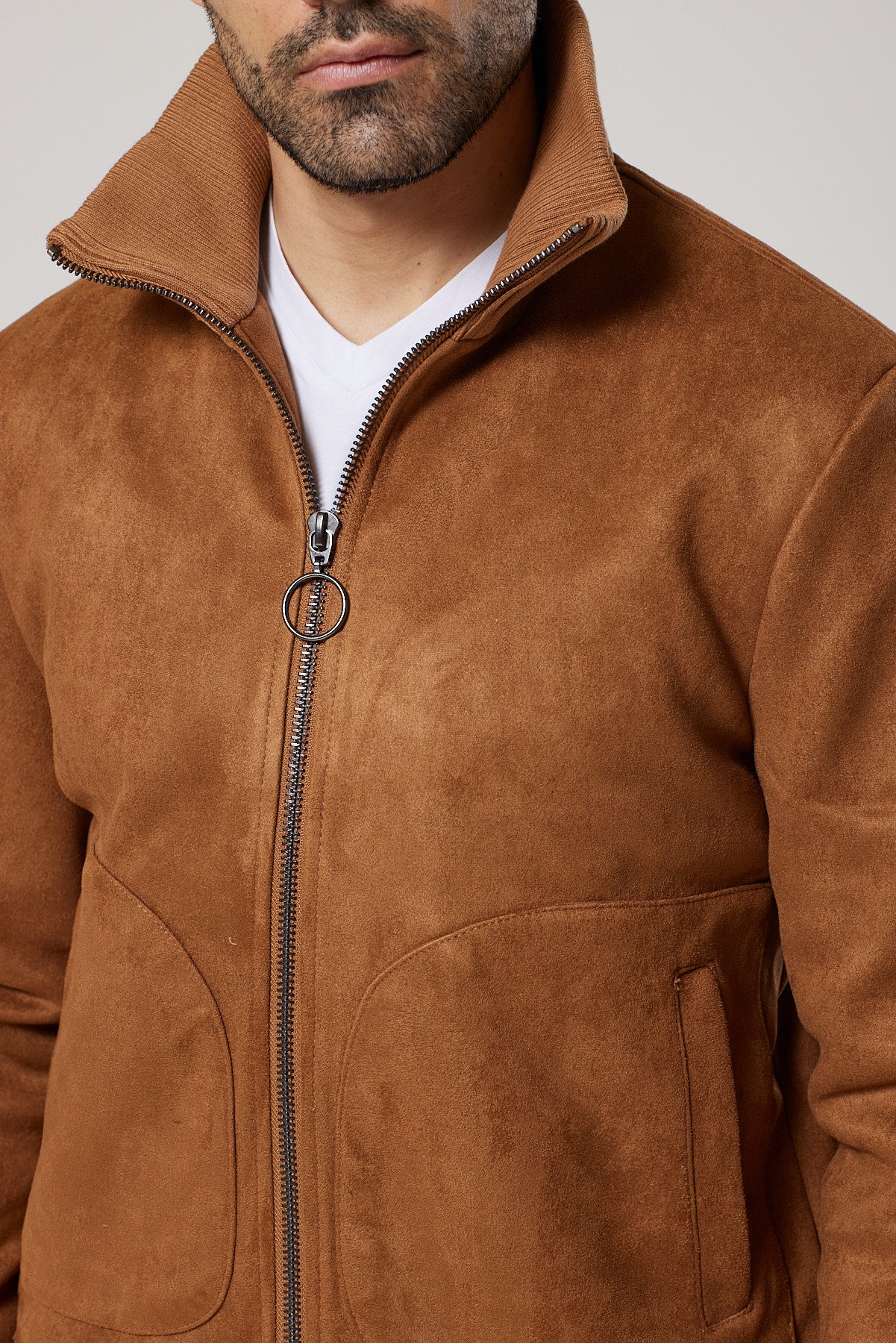 Real Suede Bomber Jacket - Tan