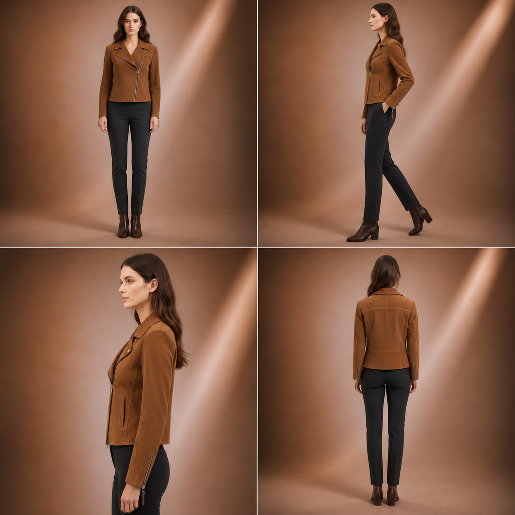 Suede Biker Jacket Tan