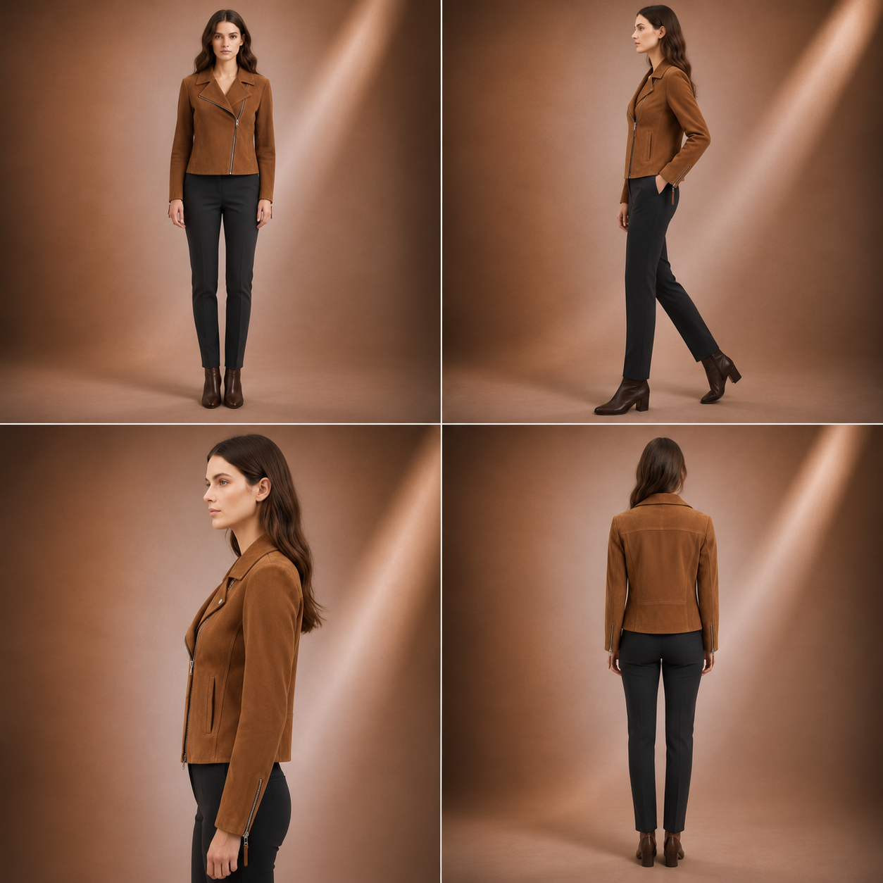 Suede Biker Jacket Tan