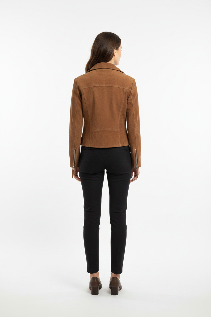 Suede Biker Jacket Tan