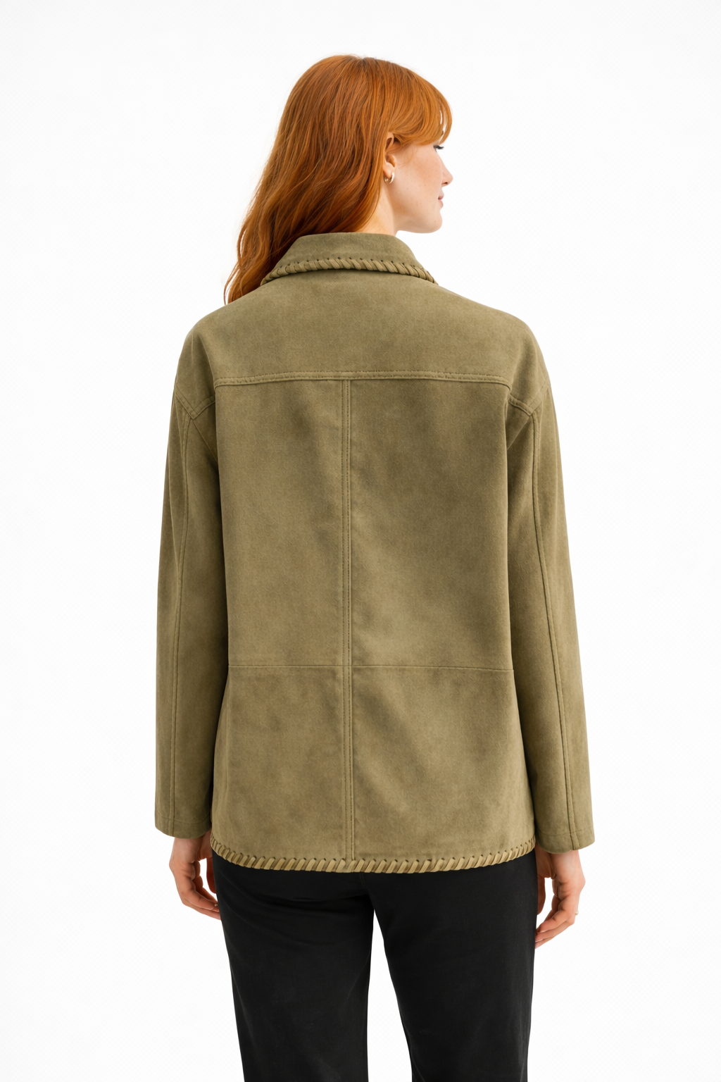 Suede Shacket Whipstitch