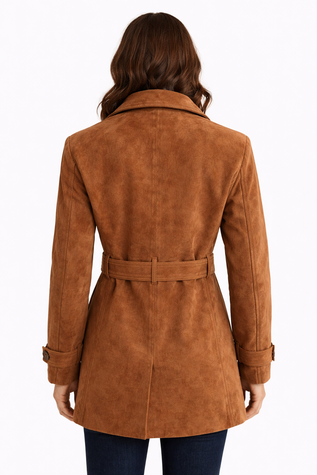 Suede Midi Trench Coat Tan