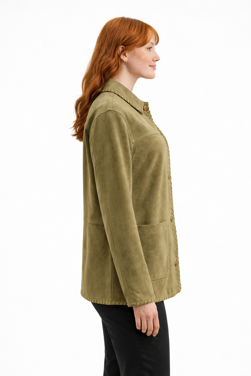 Suede Shacket Whipstitch