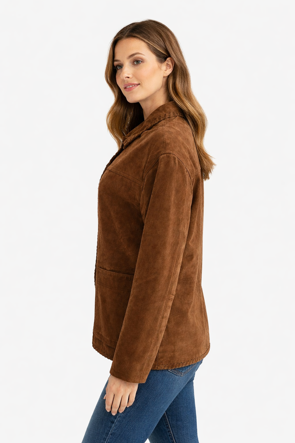 Suede Shacket Whipstitch