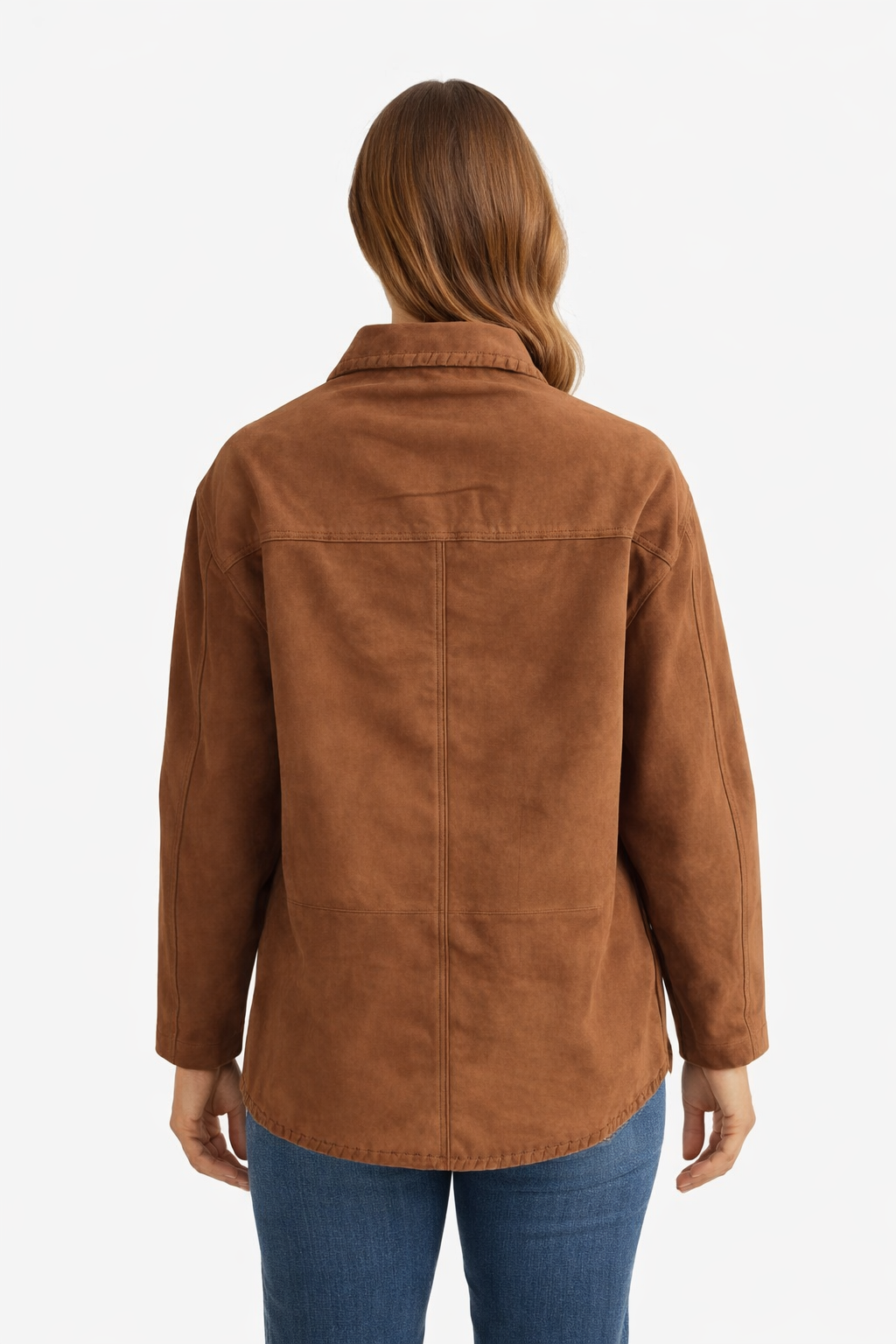 Suede Shacket Whipstitch